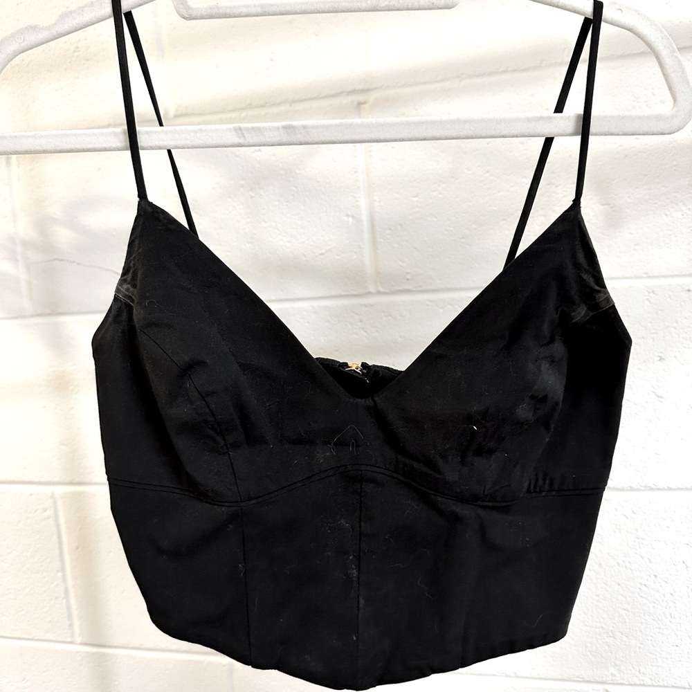 black spaghetti strap cropped corset tank top from Babaton/Aritzia